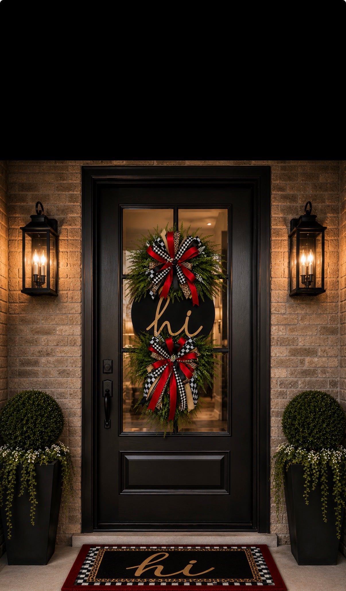 Luxury Front Door Swag Wreath with Red Ribbon | Designer Porch Decor | Fuzzy’s World