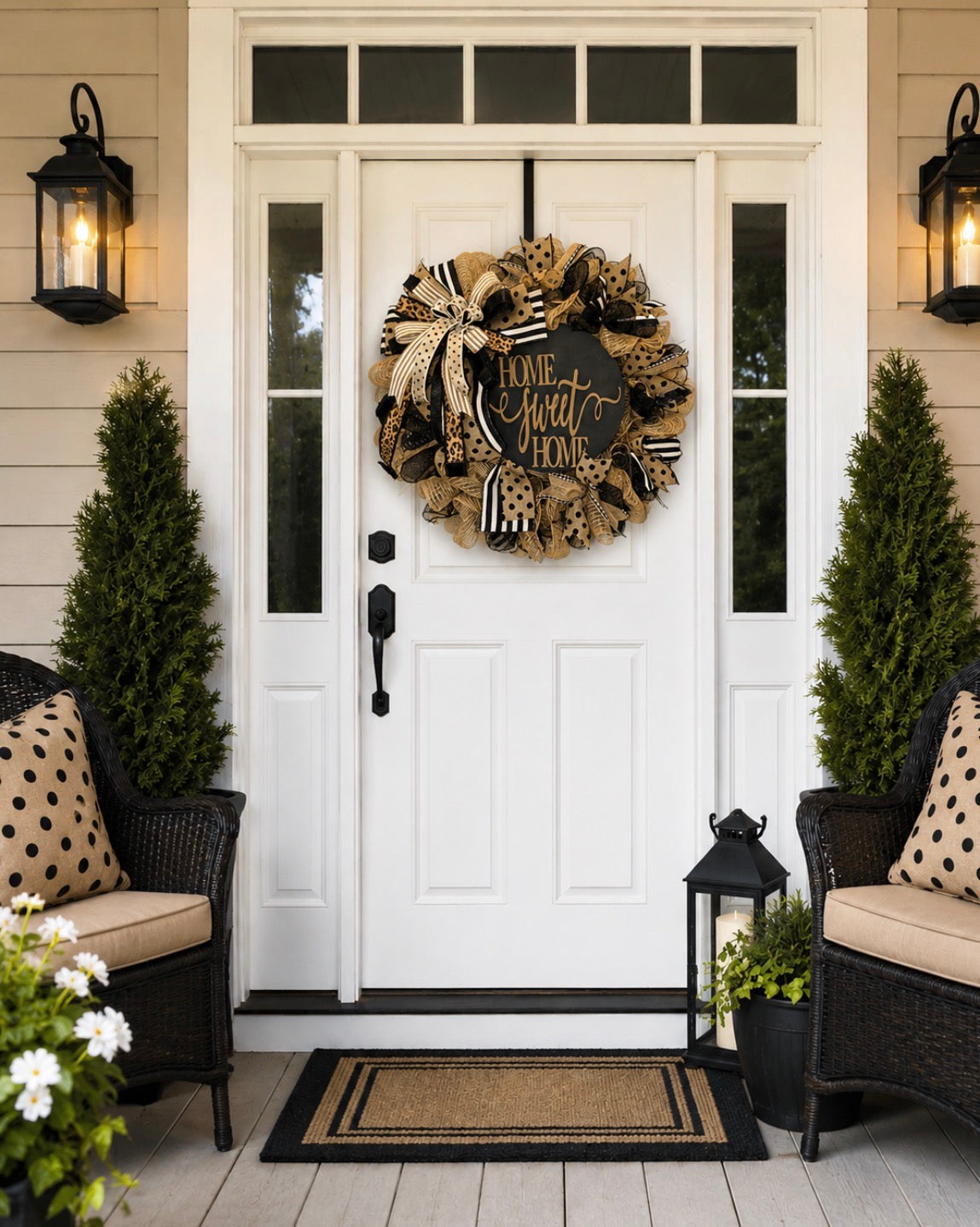 Luxury Home Sweet Home Wreath | Neutral Front Door Wreath | Fuzzy's World