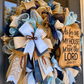 Luxury Blue & Beige Christian Mesh Wreath – “As For Me & My House” Front Door Decor | Fuzzy’s World