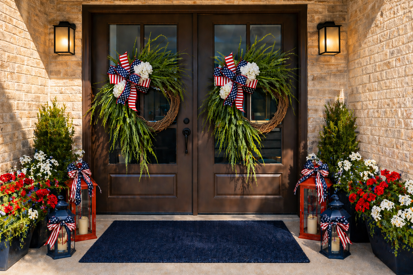 Luxury Patriotic Grapevine Wreath for Front Door | 4th of July Decor | Realtor Closing Gift | Red White Blue Summer Porch Decor