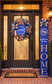 Personalized Blue & Tan Front Porch Set – Wreath & Custom Door leaner