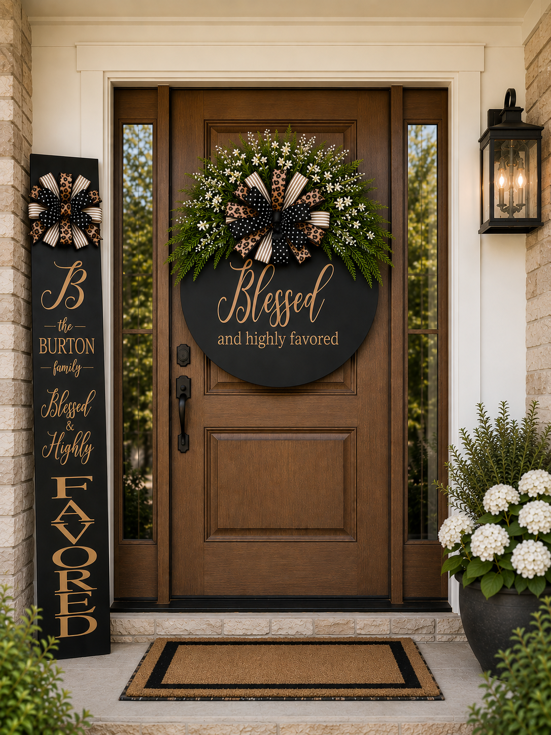 Blessed & Highly Favored Luxury Door Hanger with Door Leaner