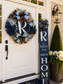 Luxury Navy Blue Monogram Wreath & Personalized Door Leaner Set | Custom Front Porch Decor | Fuzzy’s World