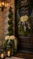 Luxury Double Door Porch Makeover Set | 2 Custom Wreaths, 2 Topiaries, 2 Lantern Sets & Personalized Door Leaner | Front Porch Decor