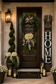 Luxury Single Door Porch Makeover Collection | Custom Wreath, Topiary, Lanterns & Personalized Door Leaner | Farmhouse Front Porch Decor