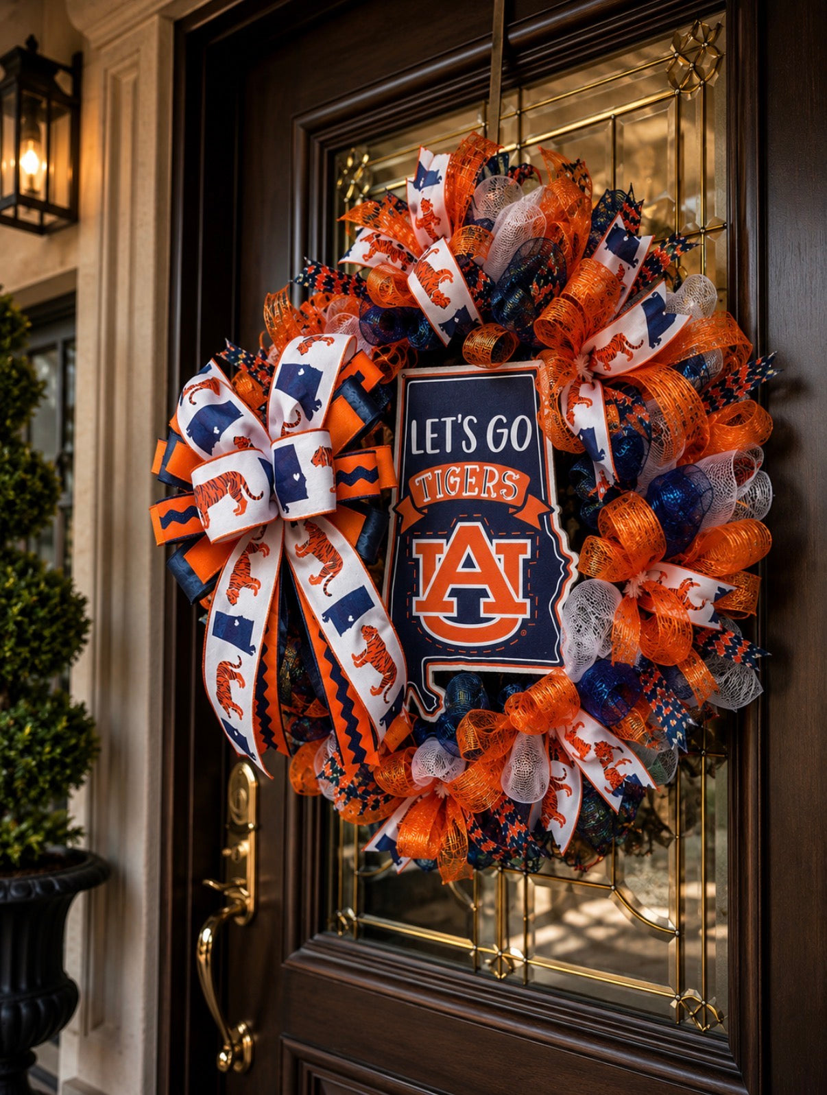 Inspired Auburn Tigers Wreath – Luxury Auburn Football Door Wreath for Front Porch Decor