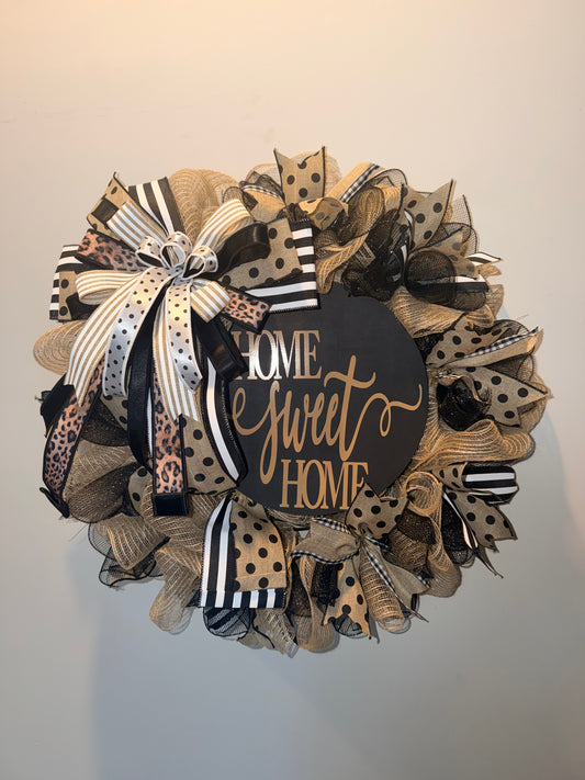 Luxury Home Sweet Home Wreath | Neutral Front Door Wreath | Fuzzy's World