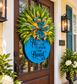 Home Is Where the Heart Is Wreath | Teal, Yellow & Leopard Print Front Door Wreath