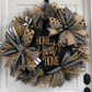 Luxury Home Sweet Home Mesh Wreath | Neutral Black, Gray & Leopard Front Door Wreath | Farmhouse Porch Decor