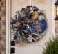 Luxury Navy Blue Home Sweet Home Mesh Wreath | Leopard Ribbon Front Door Wreath | Fuzzy’s World
