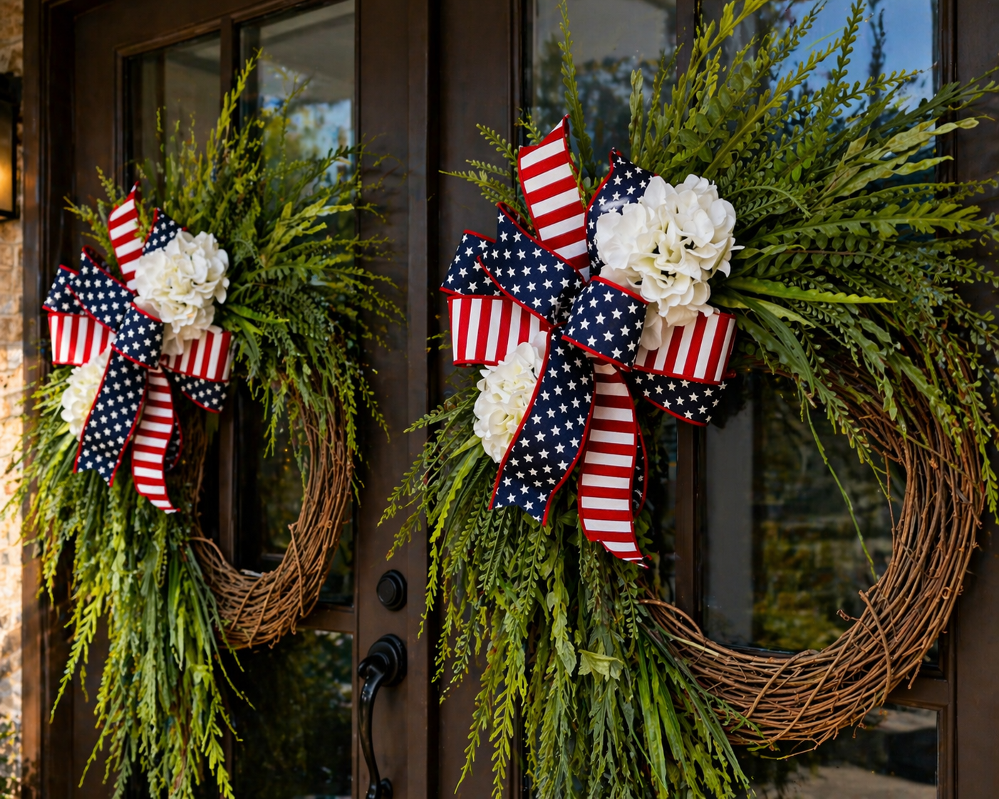Luxury Patriotic Grapevine Wreath for Front Door | 4th of July Decor | Realtor Closing Gift | Red White Blue Summer Porch Decor