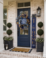 Luxury Navy Blue & Natural Deco Mesh Wreath | Handmade Front Door Wreath | Elegant Everyday Porch Decor (WREATH ONLY)