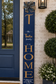 Luxury Navy Blue Front Door Decor Set | Handmade Wreath & Personalized Door Leaner | Elegant Porch Decor