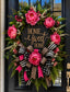 Luxury Pink Peony Home Sweet Home Wreath | Black & White Stripe, Leopard & Polka Dot Front Door Decor