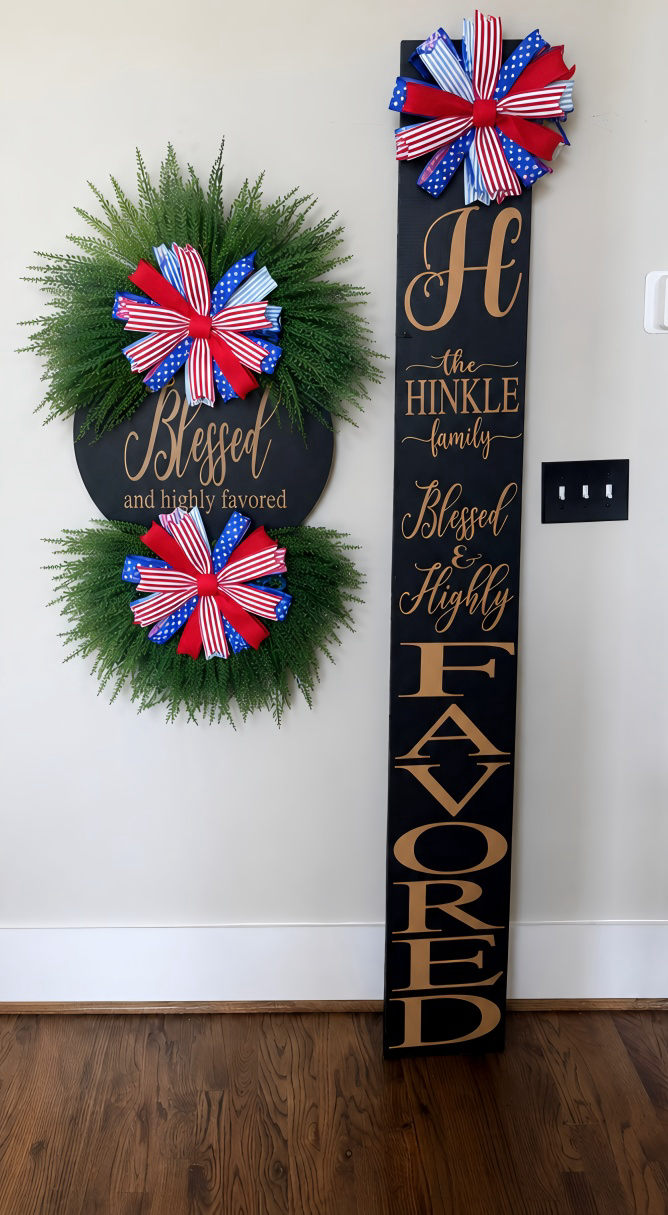 Blessed & Highly Favored Luxury Greenery Wreath | Interchangeable Holiday Bow Front Door Wreath | Black, Tan & Leopard Home Décor