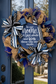 Luxury Navy Blue & Natural Deco Mesh Wreath | Handmade Front Door Wreath | Elegant Everyday Porch Decor (WREATH ONLY)