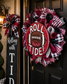 Inspired Roll Tide Football Wreath – Alabama Crimson Tide Door Decor – Luxury Game Day Front Door Wreath – Red Black White Porch Decor
