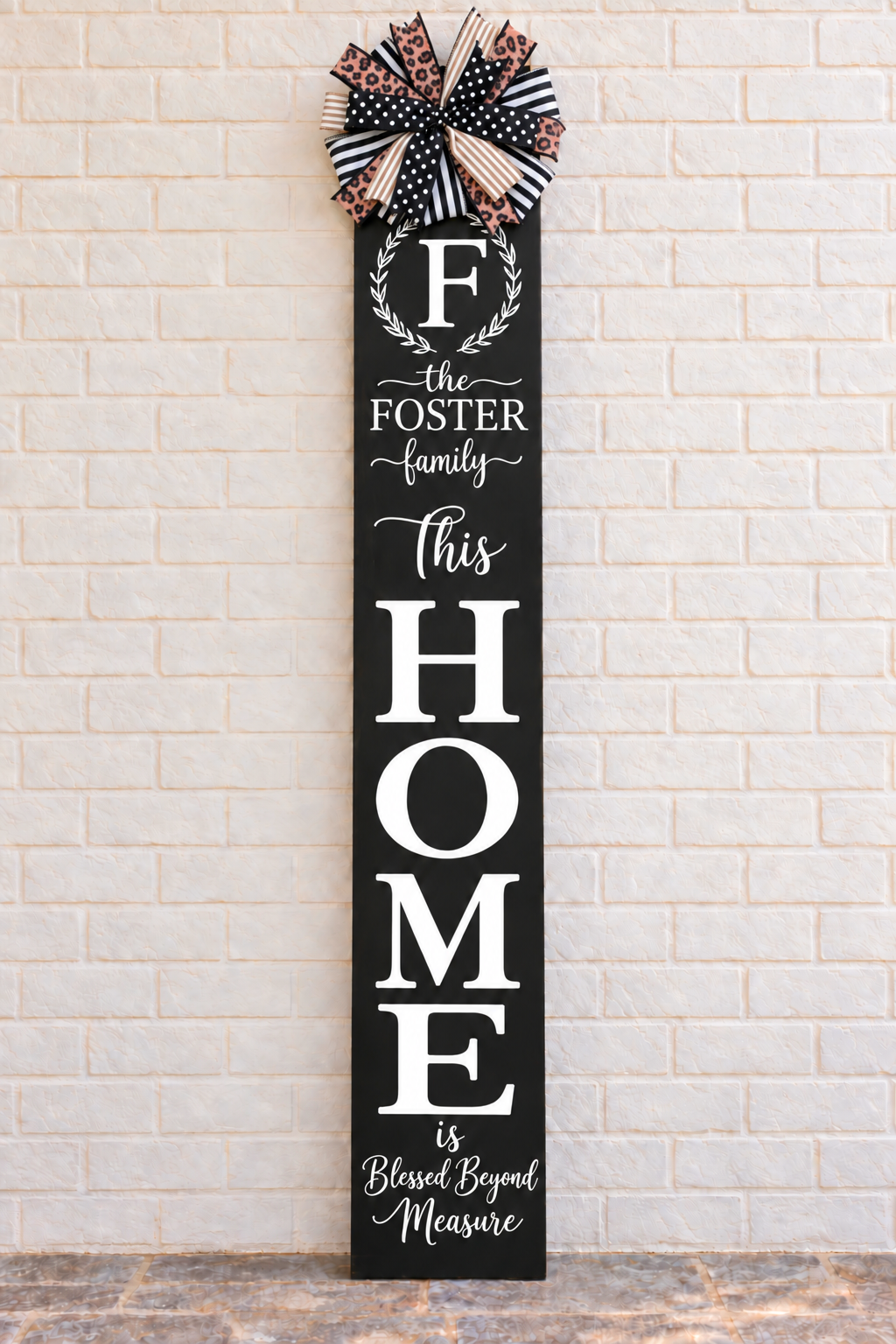 Blessed Beyond Measure Wreath & Personalized HOME Door Leaner Set | Custom Porch Decor