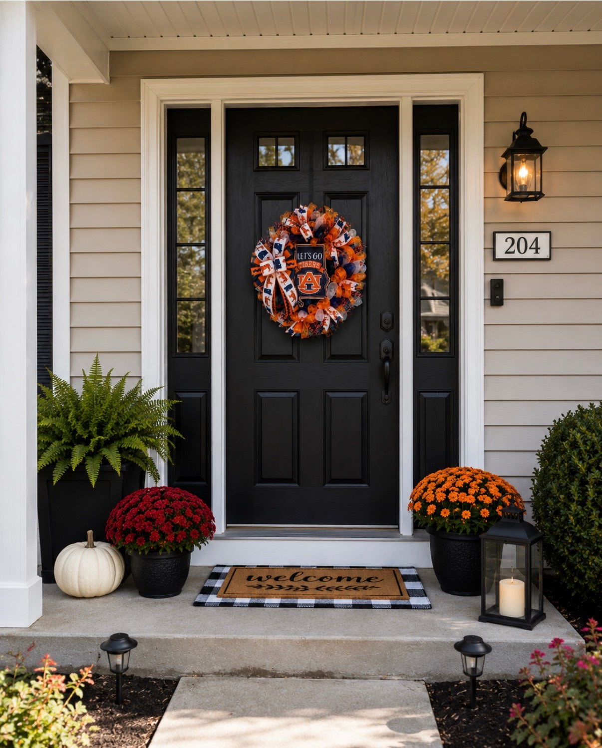 Inspired Auburn Tigers Wreath – Luxury Auburn Football Door Wreath for Front Porch Decor
