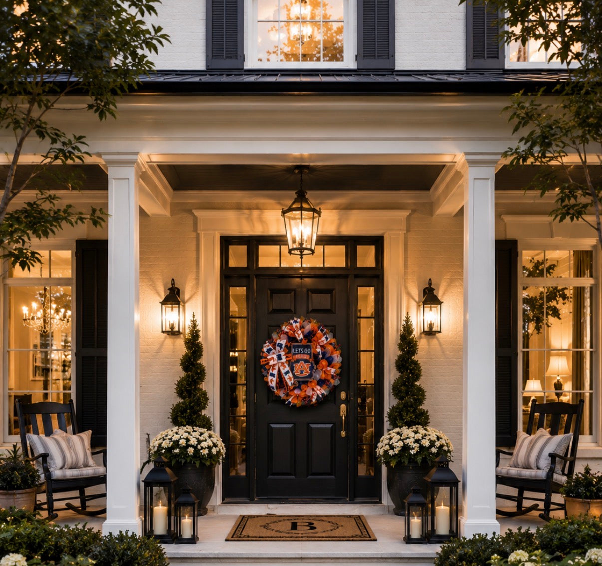 Inspired Auburn Tigers Wreath – Luxury Auburn Football Door Wreath for Front Porch Decor