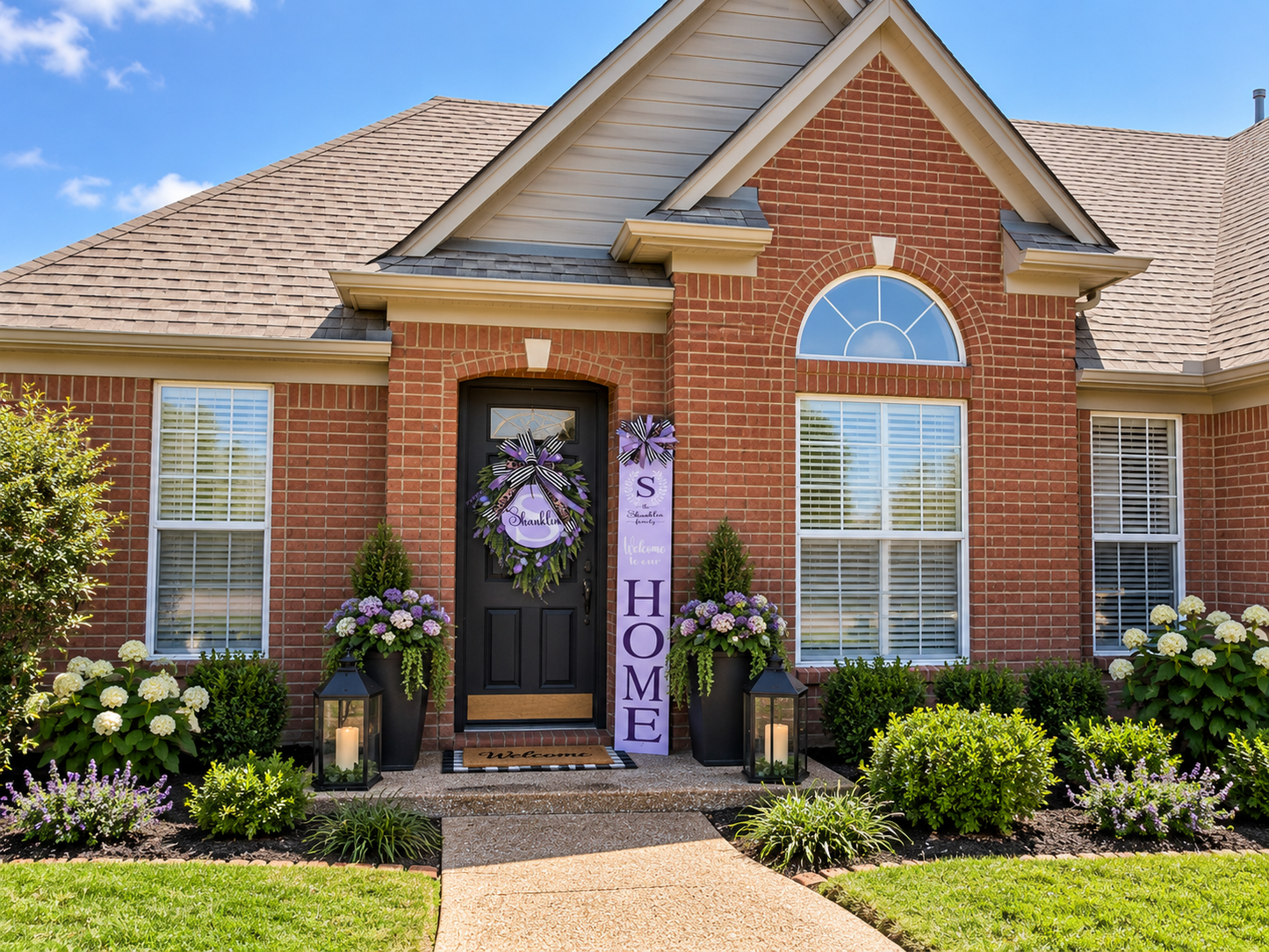 💜 Purple Reign Personalized Front Porch Wreath & Door Leaner Set