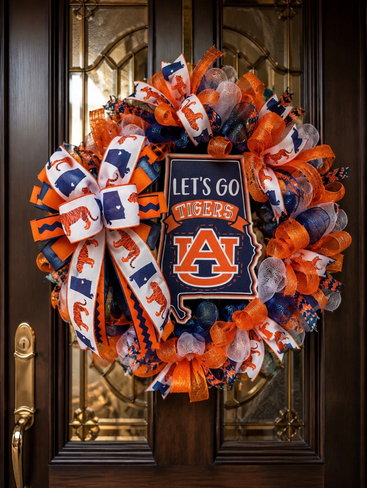 Inspired Auburn Tigers Wreath – Luxury Auburn Football Door Wreath for Front Porch Decor