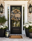 Rustic Blessed Burlap Mesh Wreath | Luxury Black & Tan Front Door Wreath | Farmhouse Porch Decor