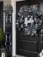 Luxury Personalized Black, Gray & White Wreath + Matching HOME Door Leaner | Custom Family Front Door Décor Set