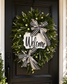 Luxury Black & White Welcome Wreath | Elegant Front Door Greenery Wreath with Layered Designer Bows | Modern Porch Decor by Fuzzy’s World